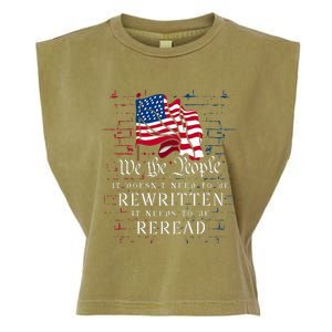 Us Flag Constitution Of The Usa Needs To Be Reread Garment-Dyed Women's Muscle Tee