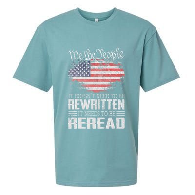 Us Flag Constitution Of The Usa Needs To Be Reread Sueded Cloud Jersey T-Shirt