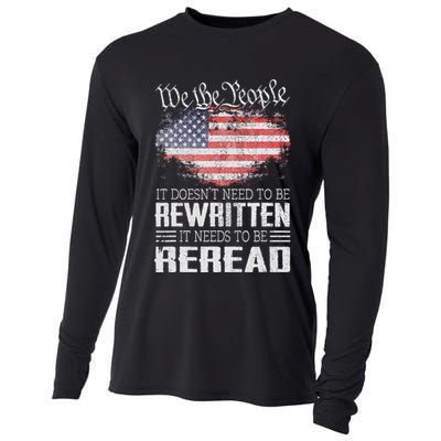 Us Flag Constitution Of The Usa Needs To Be Reread Cooling Performance Long Sleeve Crew