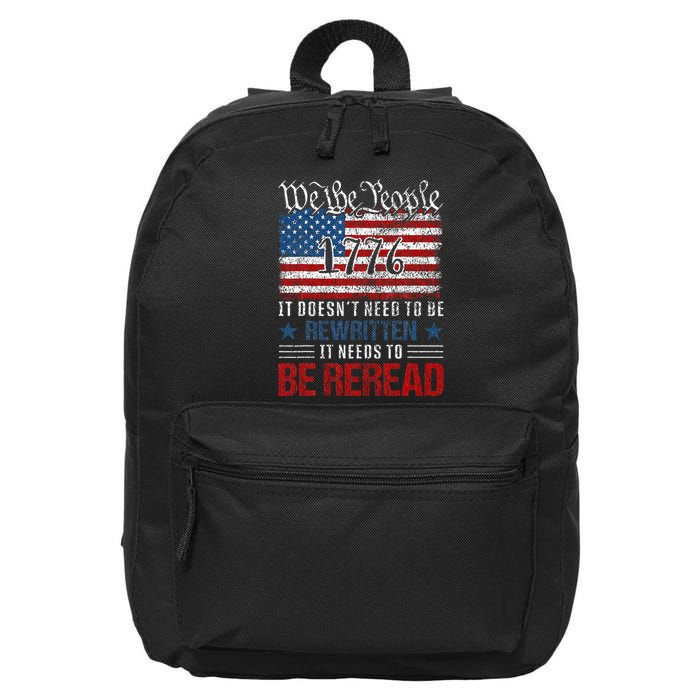 Us Flag Constitution Of The Usa Needs To Be Reread 16 in Basic Backpack