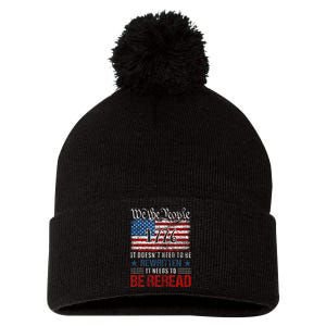 Us Flag Constitution Of The Usa Needs To Be Reread Pom Pom 12in Knit Beanie