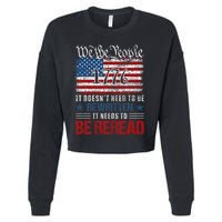 Us Flag Constitution Of The Usa Needs To Be Reread Cropped Pullover Crew