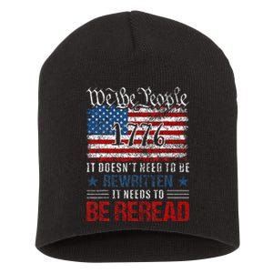 Us Flag Constitution Of The Usa Needs To Be Reread Short Acrylic Beanie