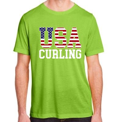 Usa Flag Curler American Curling Gift Adult ChromaSoft Performance T-Shirt