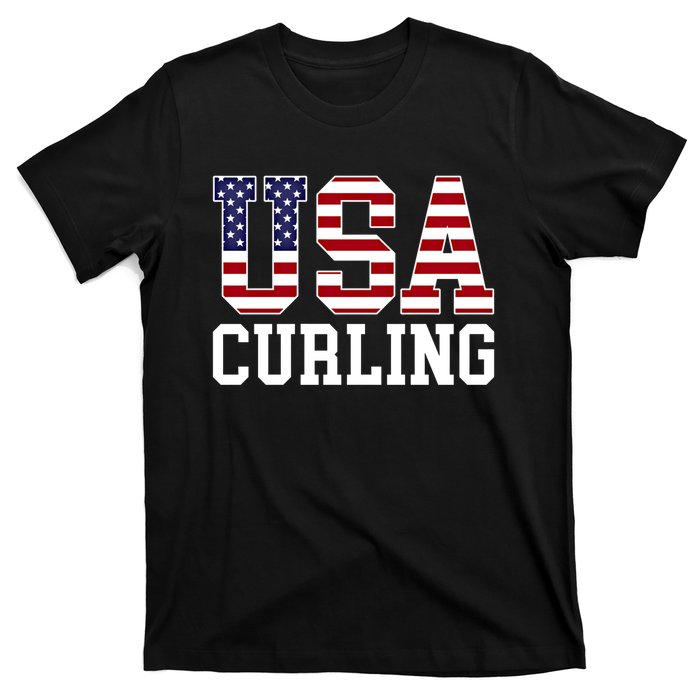 Usa Flag Curler American Curling Gift T-Shirt