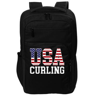 Usa Flag Curler American Curling Gift Impact Tech Backpack