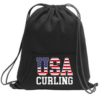 Usa Flag Curler American Curling Gift Sweatshirt Cinch Pack Bag