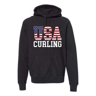 Usa Flag Curler American Curling Gift Premium Hoodie