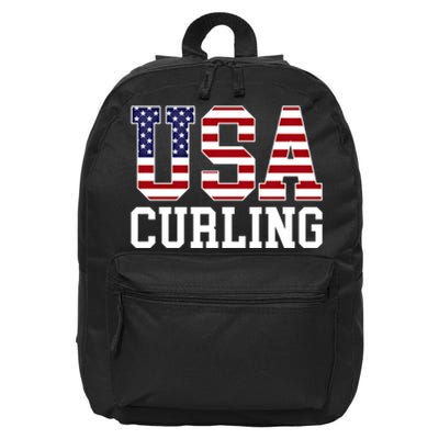 Usa Flag Curler American Curling Gift 16 in Basic Backpack