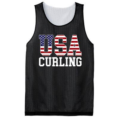 Usa Flag Curler American Curling Gift Mesh Reversible Basketball Jersey Tank