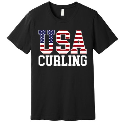 Usa Flag Curler American Curling Gift Premium T-Shirt