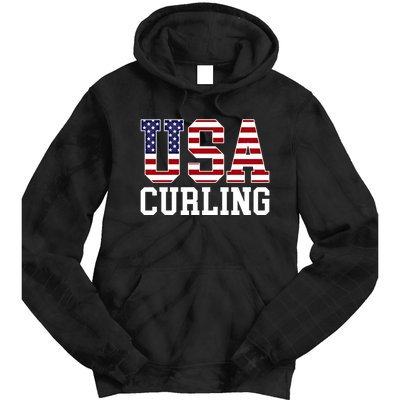 Usa Flag Curler American Curling Gift Tie Dye Hoodie