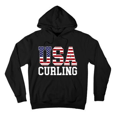 Usa Flag Curler American Curling Gift Tall Hoodie