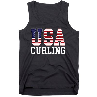 Usa Flag Curler American Curling Gift Tank Top