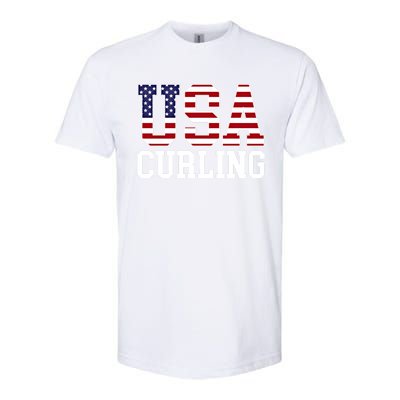 Usa Flag Curler American Curling Gift Softstyle CVC T-Shirt