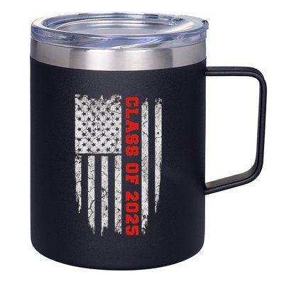 Us Flag Class Of 2025 Grow With Me Gift 12oz Stainless Steel Coffee Mug