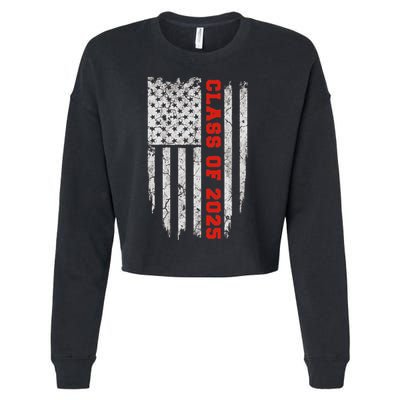 Us Flag Class Of 2025 Grow With Me Gift Cropped Pullover Crew