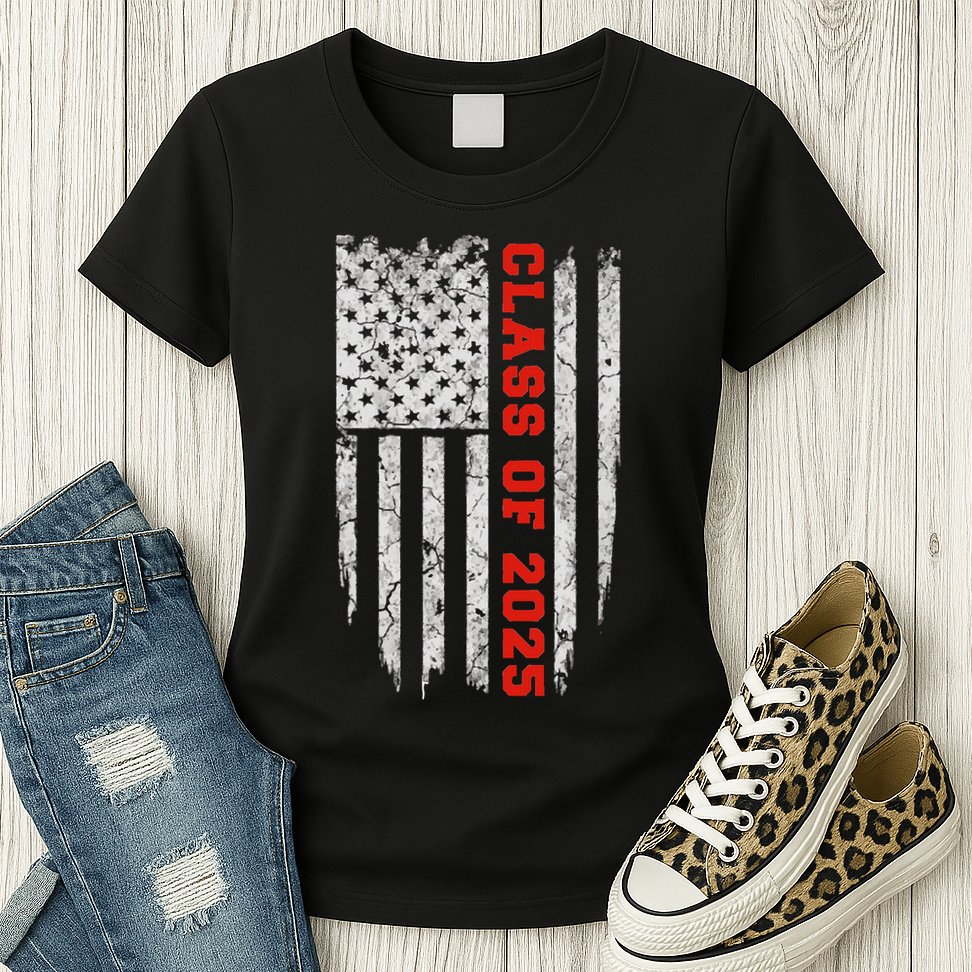 Us Flag Class Of 2025 Grow With Me Gift Womens T-Shirt