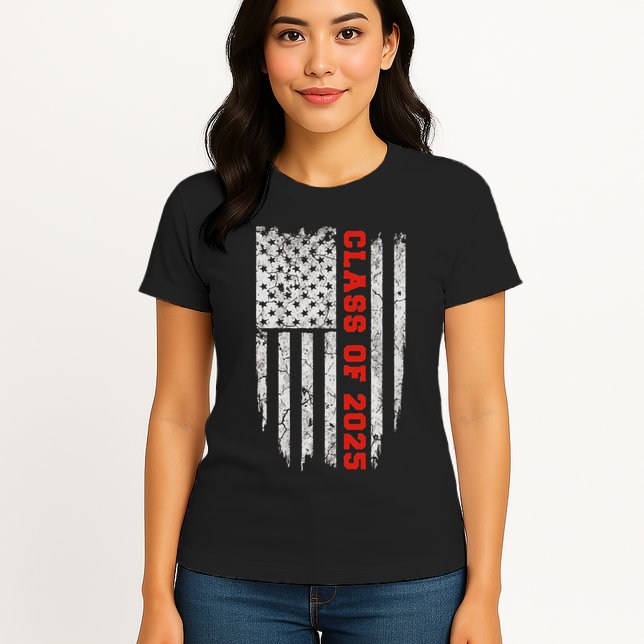 Us Flag Class Of 2025 Grow With Me Gift Womens T-Shirt