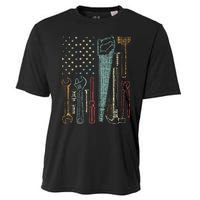 Usa Flag Carpenter And Builder Tools Cooling Performance Crew T-Shirt