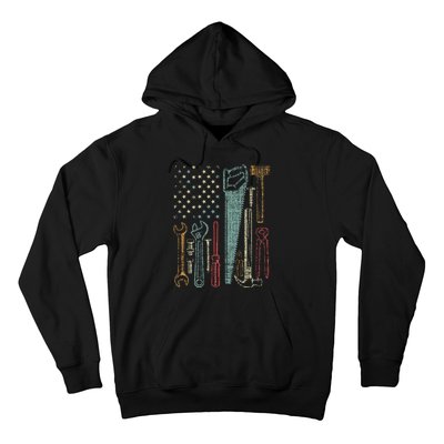 Usa Flag Carpenter And Builder Tools Hoodie