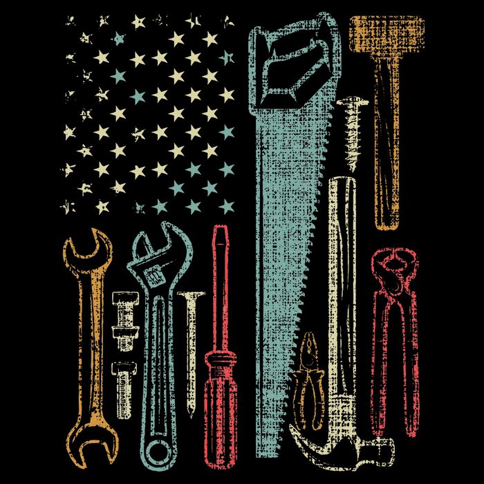 Usa Flag Carpenter And Builder Tools Long Sleeve Shirt