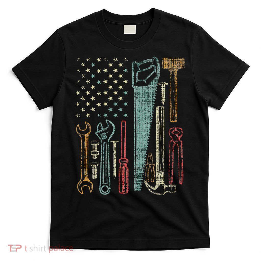 Usa Flag Carpenter And Builder Tools T-Shirt