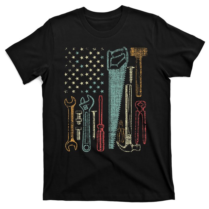 Usa Flag Carpenter And Builder Tools T-Shirt