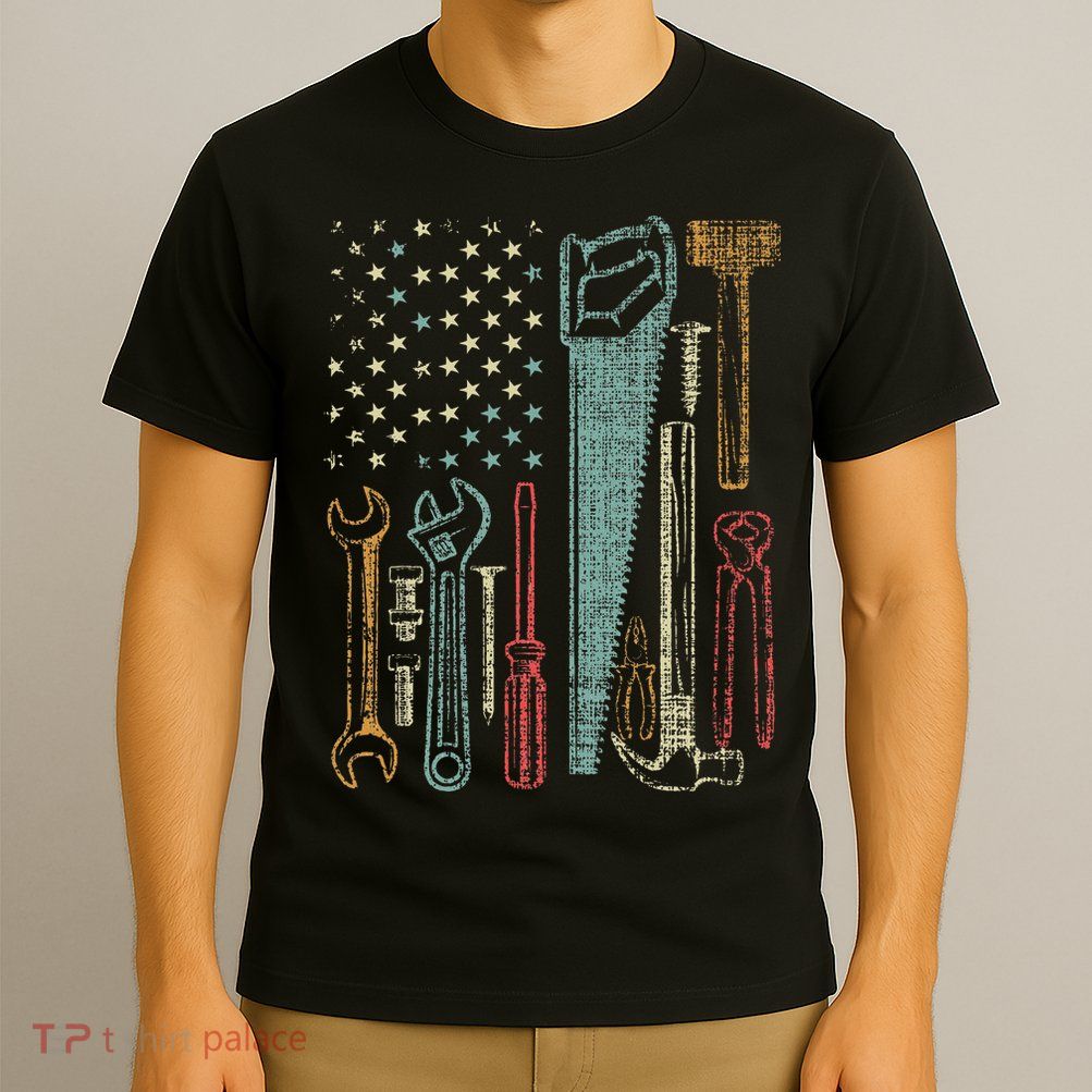 Usa Flag Carpenter And Builder Tools T-Shirt