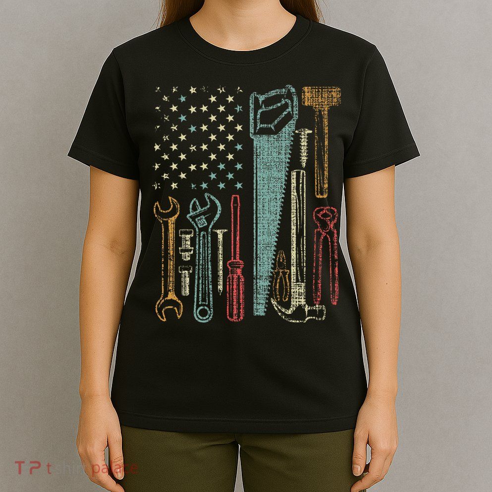 Usa Flag Carpenter And Builder Tools T-Shirt