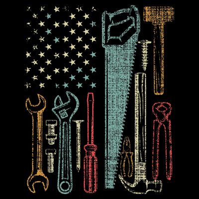 Usa Flag Carpenter And Builder Tools T-Shirt