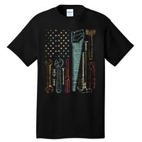 Usa Flag Carpenter And Builder Tools Tall T-Shirt