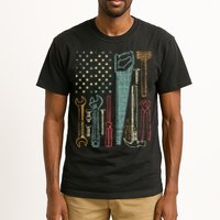 Usa Flag Carpenter And Builder Tools Tall T-Shirt