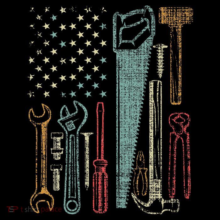 Usa Flag Carpenter And Builder Tools Sustainable Bucket Hat