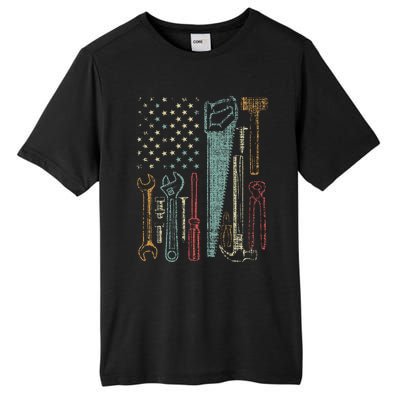 Usa Flag Carpenter And Builder Tools Tall Fusion ChromaSoft Performance T-Shirt