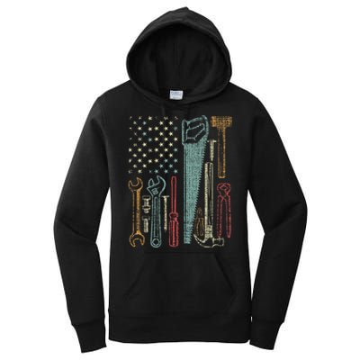 Usa Flag Carpenter And Builder Tools Women's Pullover Hoodie