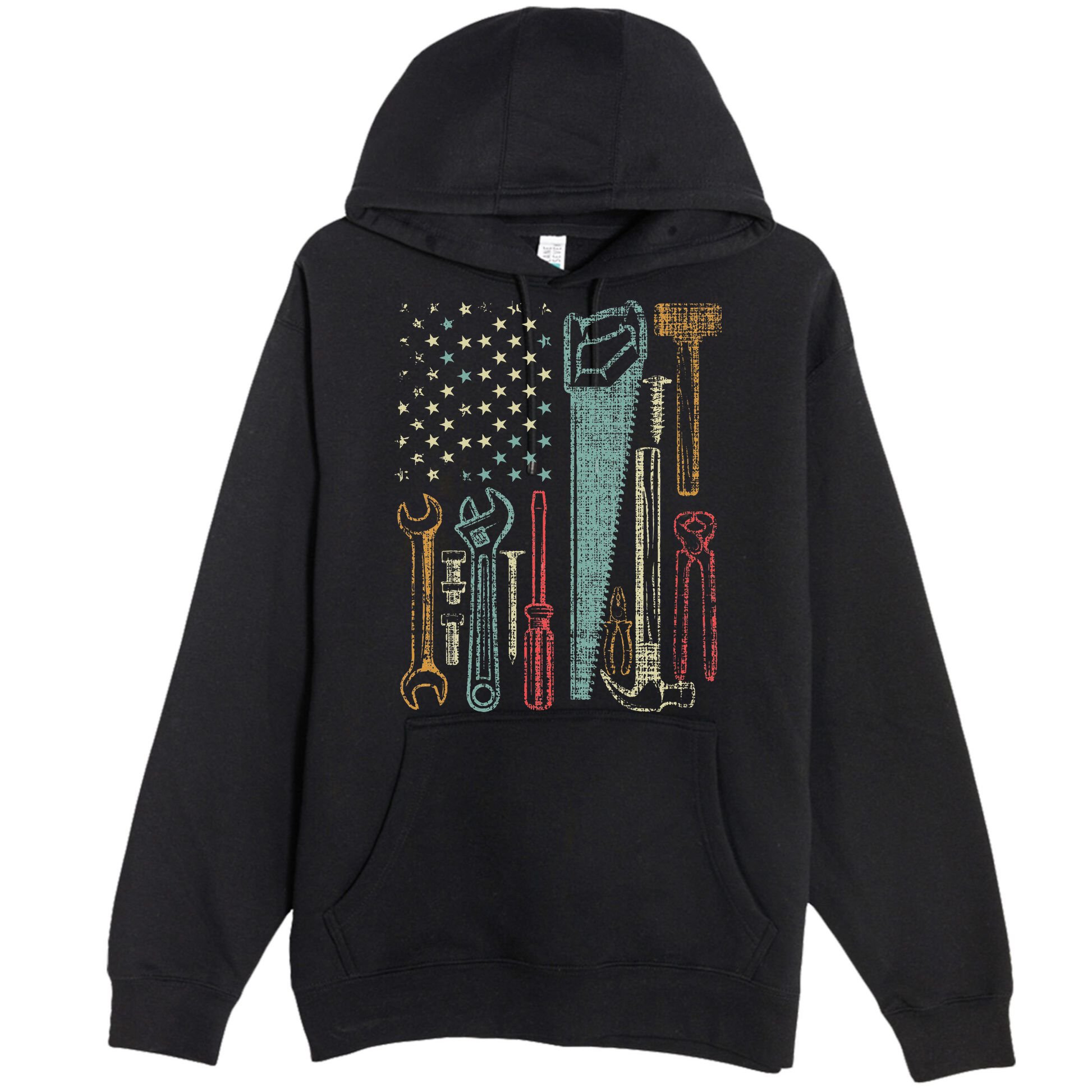 Usa Flag Carpenter And Builder Tools Premium Pullover Hoodie