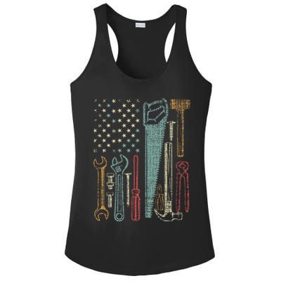 Usa Flag Carpenter And Builder Tools Ladies PosiCharge Competitor Racerback Tank