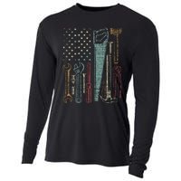 Usa Flag Carpenter And Builder Tools Cooling Performance Long Sleeve Crew