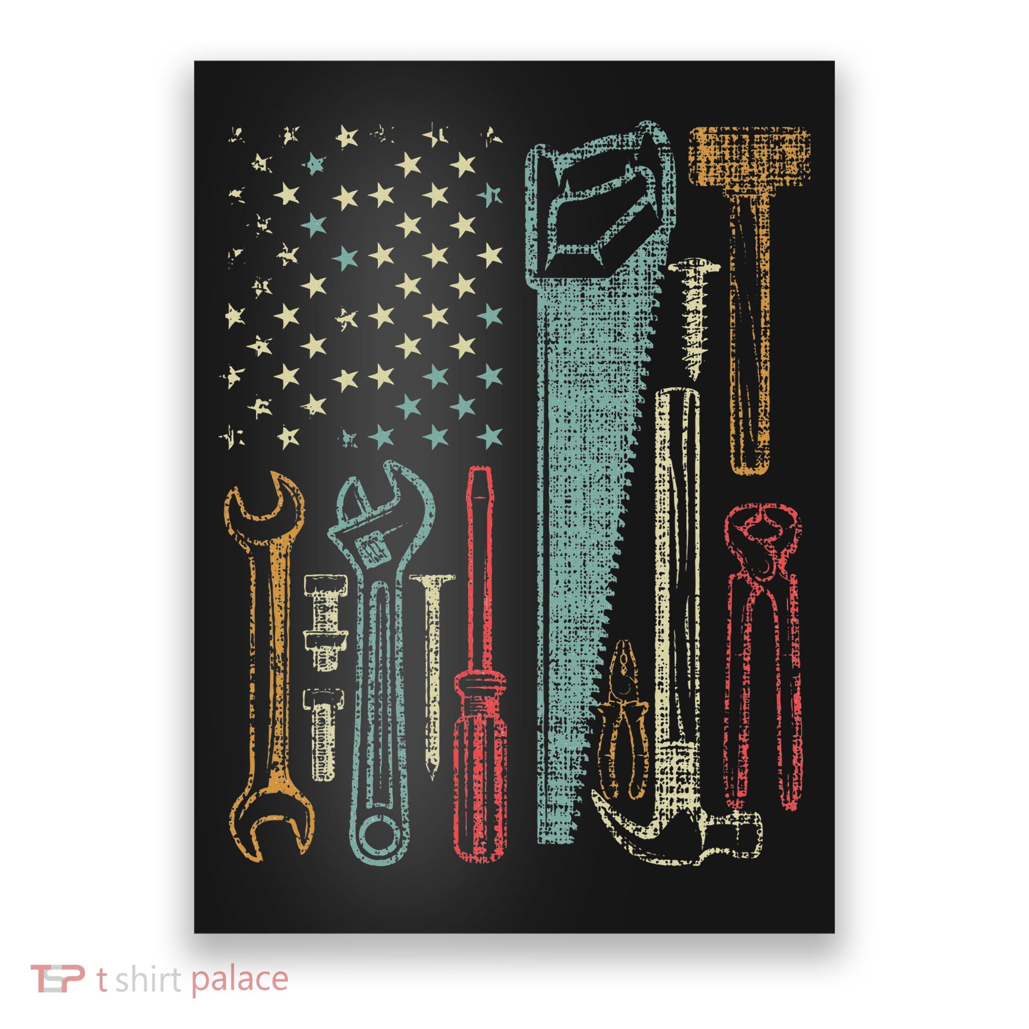 Usa Flag Carpenter And Builder Tools Poster