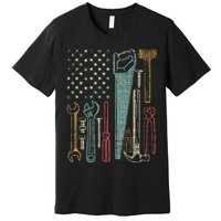 Usa Flag Carpenter And Builder Tools Premium T-Shirt