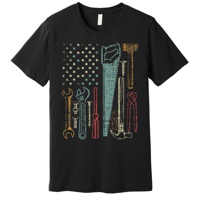 Usa Flag Carpenter And Builder Tools Premium T-Shirt