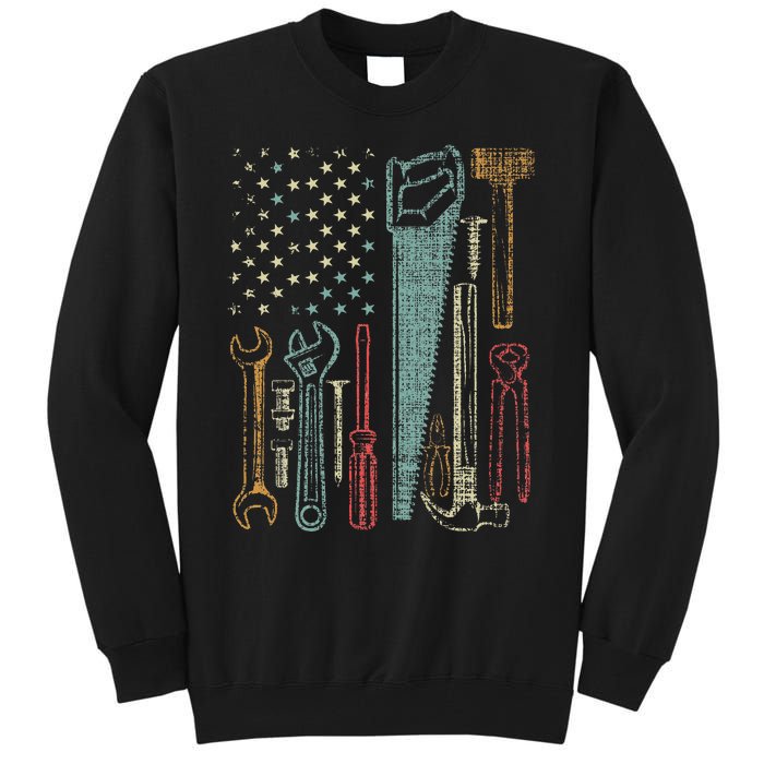 Usa Flag Carpenter And Builder Tools Tall Sweatshirt