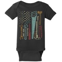 Usa Flag Carpenter And Builder Tools Baby Bodysuit