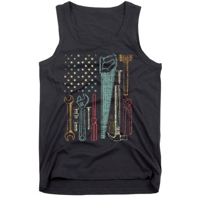 Usa Flag Carpenter And Builder Tools Tank Top