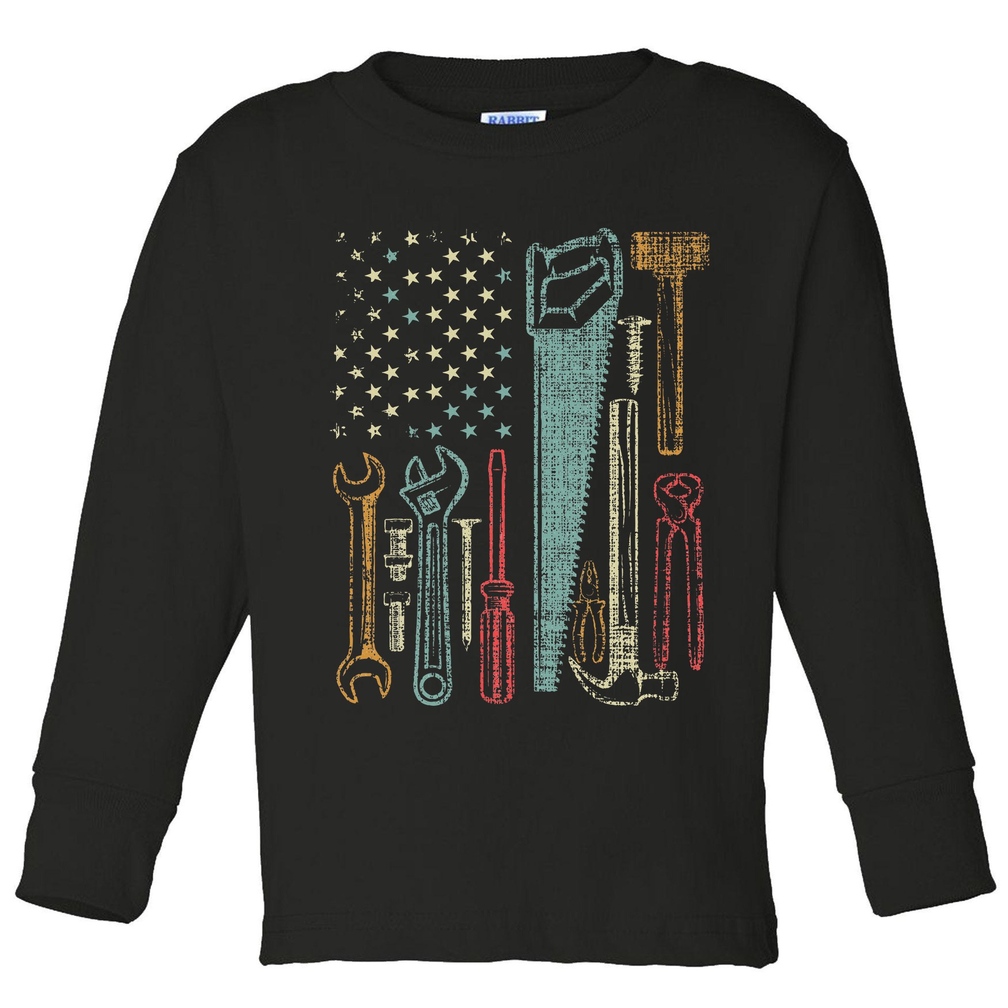 Usa Flag Carpenter And Builder Tools Toddler Long Sleeve Shirt