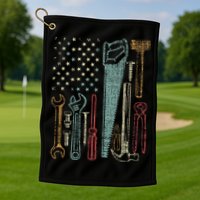 Usa Flag Carpenter And Builder Tools Golf Towel
