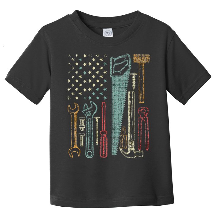 Usa Flag Carpenter And Builder Tools Toddler T-Shirt