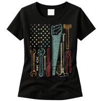 Usa Flag Carpenter And Builder Tools Womens T-Shirt