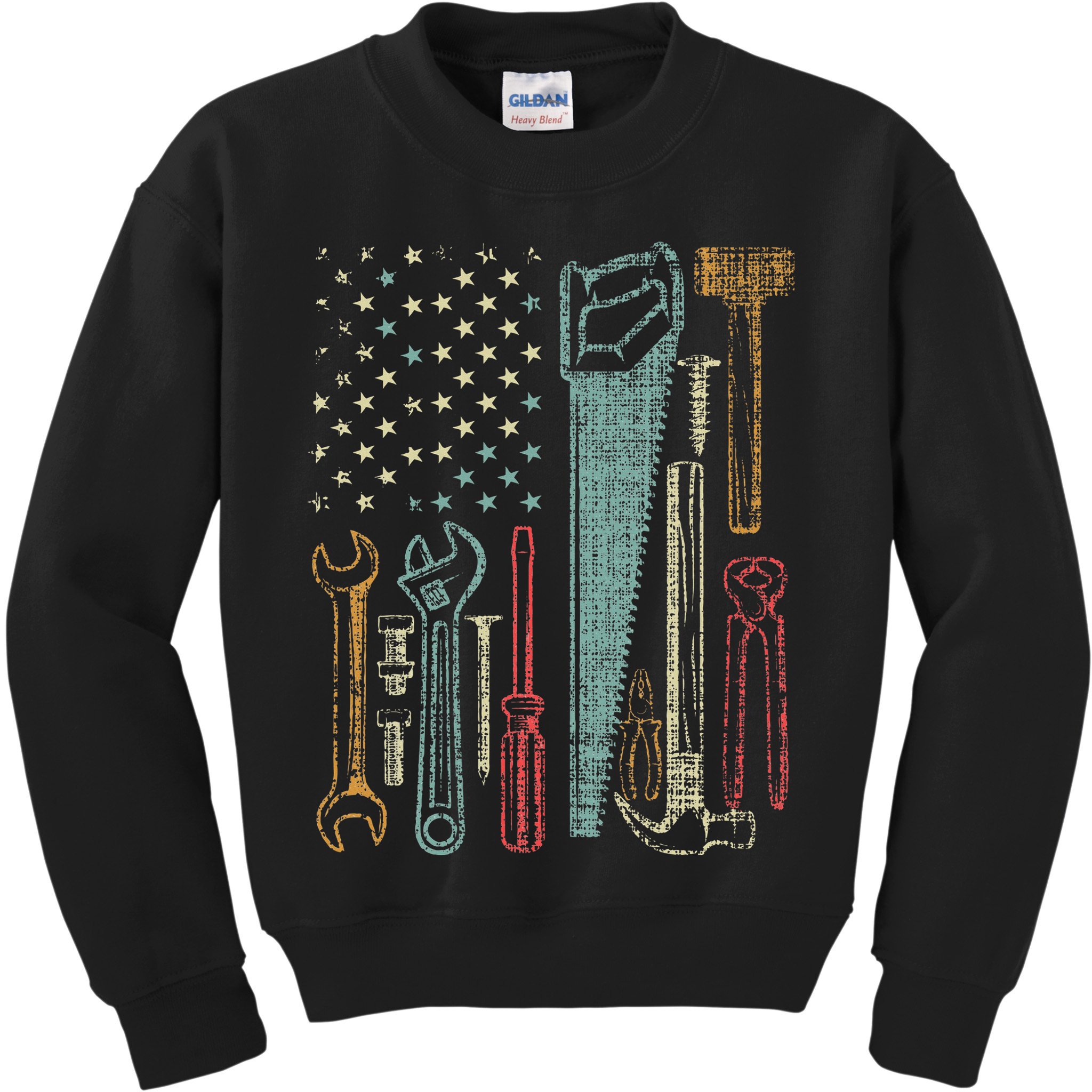 Usa Flag Carpenter And Builder Tools Kids Sweatshirt